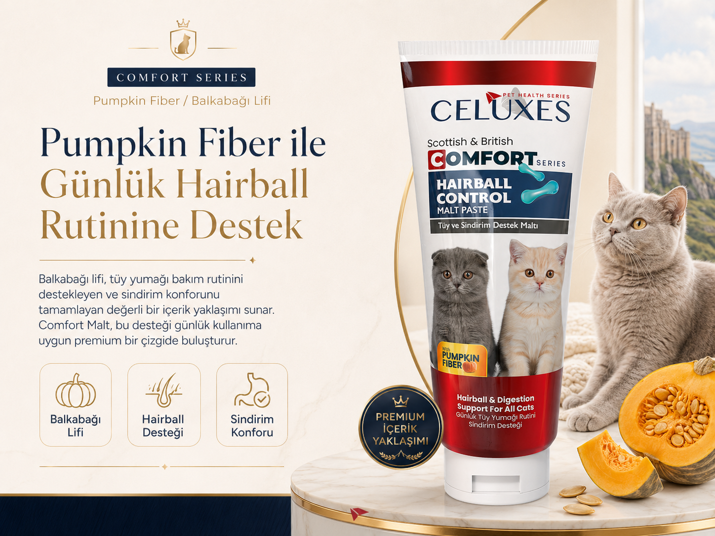 Pumpkin Fiber Balkabağı Lifi ile günlük hairball rutini