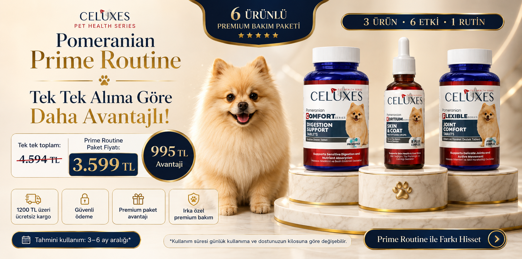 Pomeranian Prime Routine Avantajlı Bakım Paketi