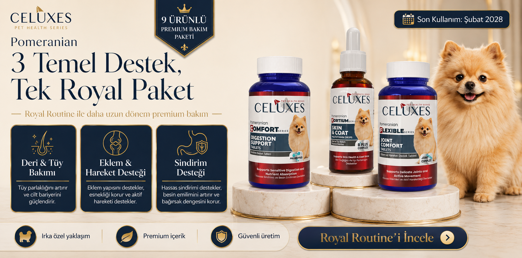 Pomeranian Royal Routine Paket İçeriği