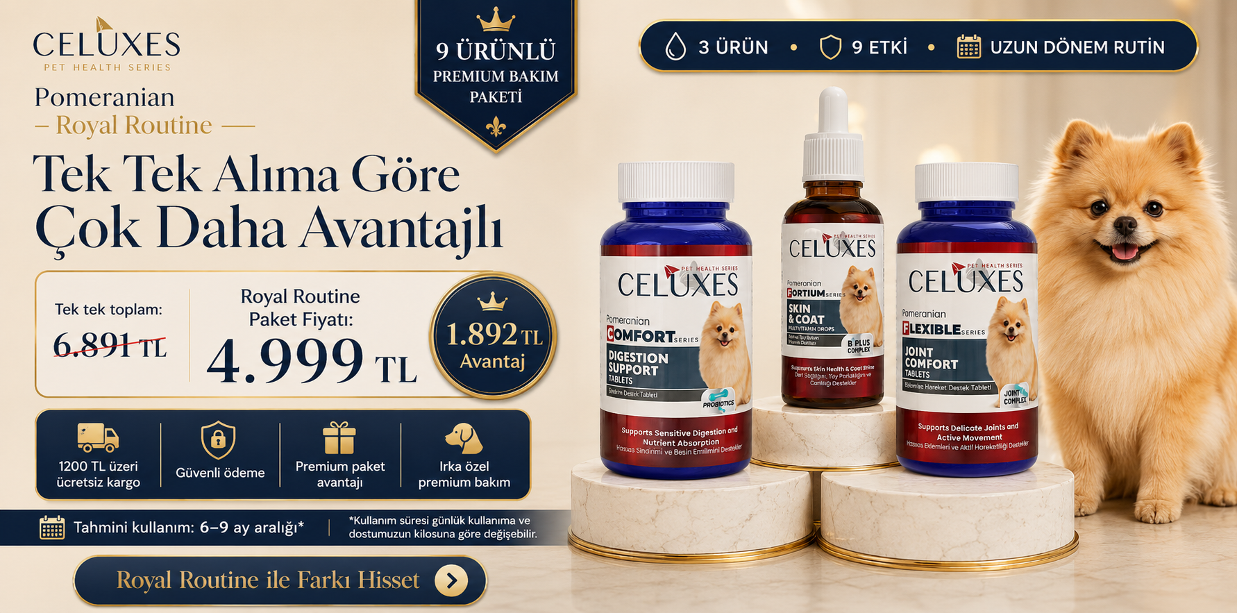 Pomeranian Royal Routine Paket Avantajı