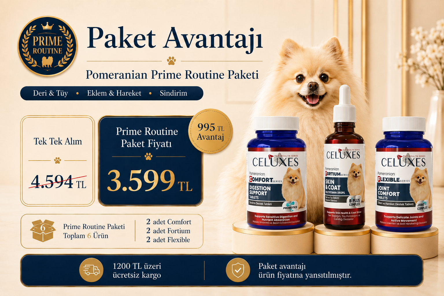 Pomeranian Prime Routine 2 Aylık Premium Bakım Planı