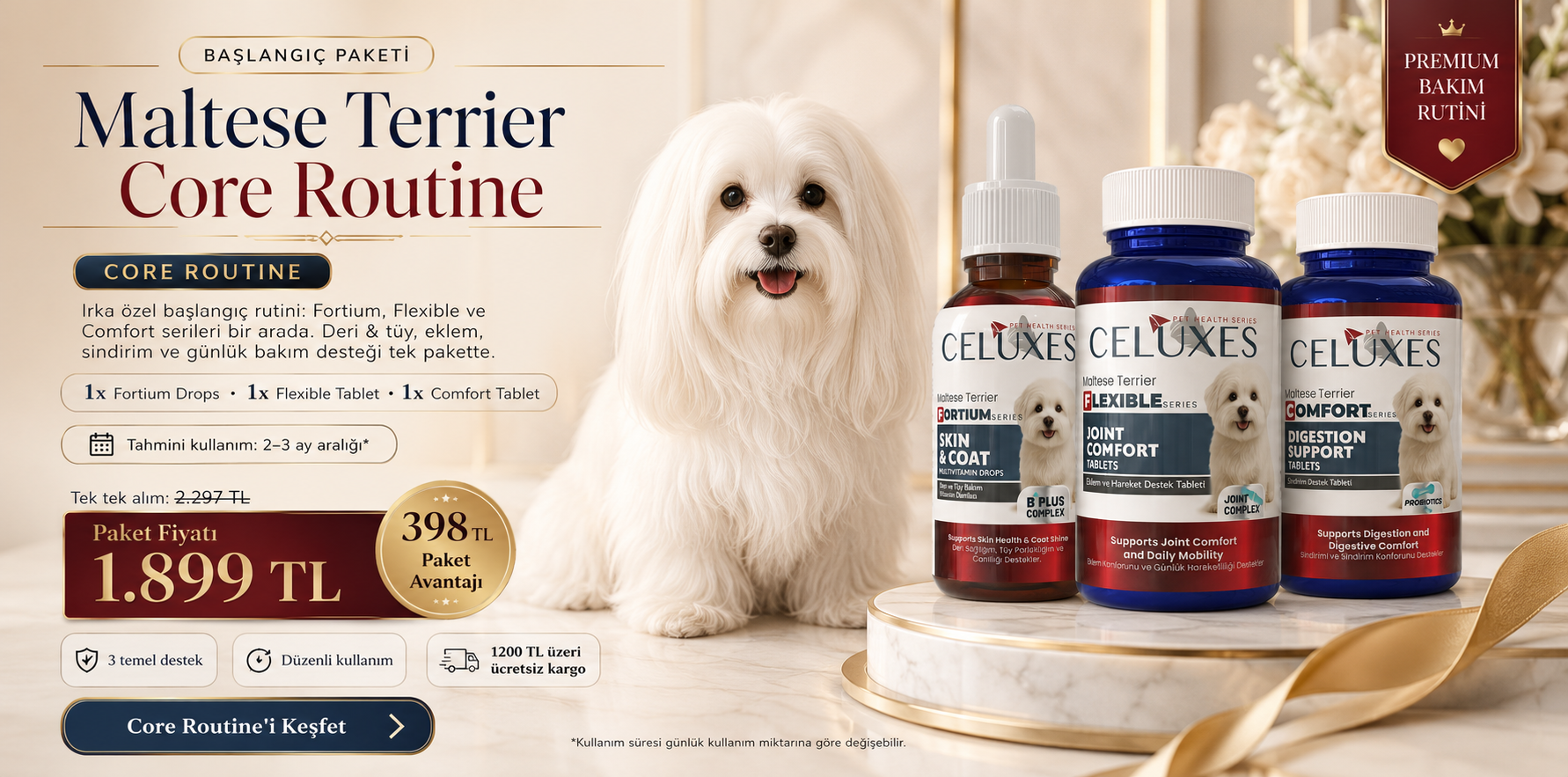 Maltese Terrier Core Routine Başlangıç Bakım Paketi