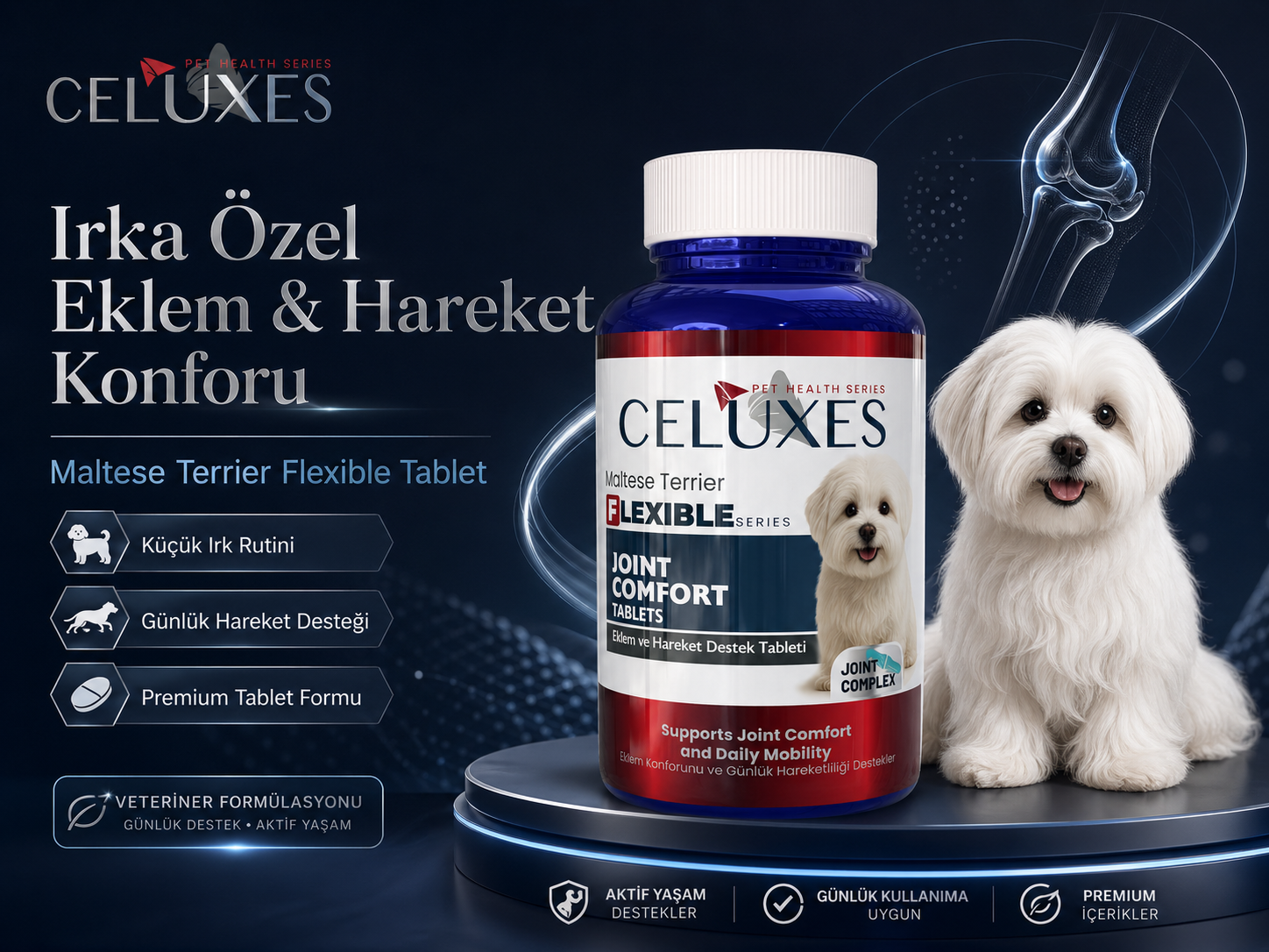 Maltese Terrier Flexible Tablet ırka özel eklem ve hareket konforu
