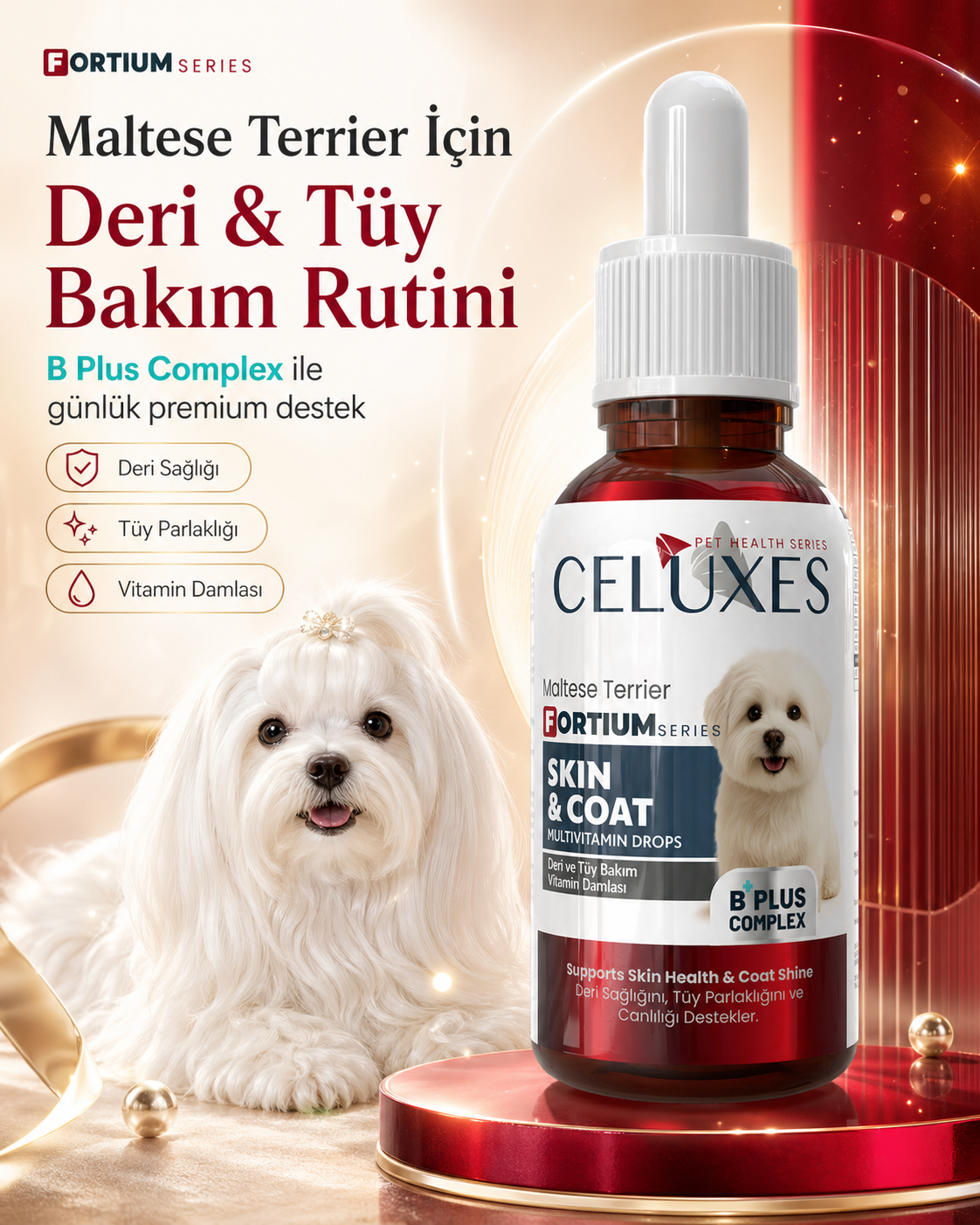 Celuxes Maltese Terrier Fortium Skin and Coat Multivitamin Drops