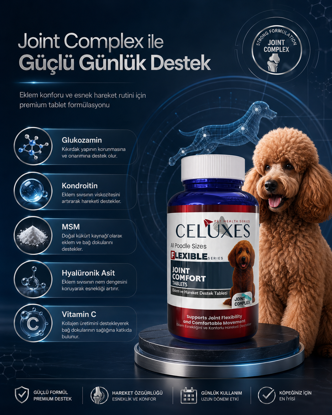 Joint Complex ile güçlü formülasyon All Poodle Sizes Flexible Tablet