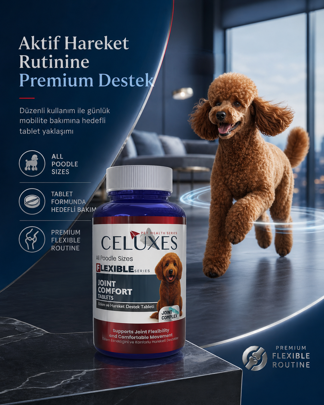 Aktif hareket rutinine premium destek All Poodle Sizes Flexible Tablet
