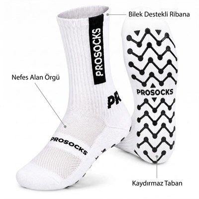 Kaydırmaz Spor 3lü Çorabı Beyaz | Nefes Alan, Bilek Destekli, Güçlü Tutuşlu Performans Çorabı