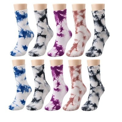 Unisex Batik Desenli Çorap 10lu Pamuklu Renkli Uzun Soket Dikişsiz Nefes Alan Günlük Spor Çorabı