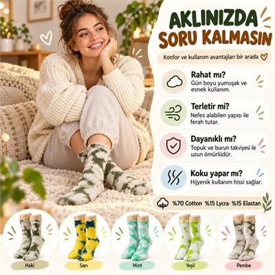 Unisex Batik Desenli Çorap 10lu Pamuklu Renkli Uzun Soket Dikişsiz Nefes Alan Günlük Spor Çorabı
