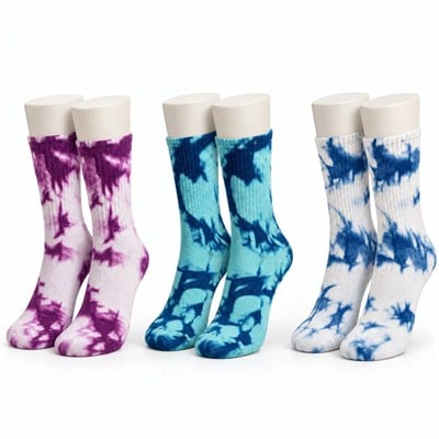 Unisex Batik Desenli Çorap 3lü Set Pamuklu Renkli Uzun Soket Dikişsiz Nefes Alan Spor Çorabı Günlük