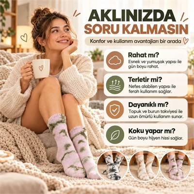 Unisex Batik Desenli Çorap 3lü Set Pamuklu Uzun Soket Dikişsiz Nefes Alan Günlük Spor Konfor Çorabı