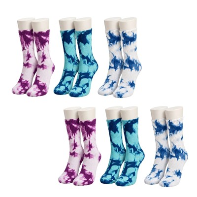 Unisex Batik Desenli Çorap 6Lı Set Pamuklu Renkli Uzun Soket Dikişsiz Nefes Alan Spor Çorabı Günlük