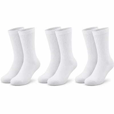 Unisex Beyaz Soket Çorap 3lü Set %80 Pamuk Dikişsiz Burun Takviyeli Esnek Günlük Spor Çorabı Konfor