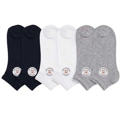 Unisex Patik Çorap 6lı | %85 Pamuklu Geri Dönüşüm İplikli, İnce Dikişli Günlük Spor