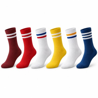 Unisex Renkli Çorap Çizgili 6lı Set Uzun Soket Günlük Spor Kolej Stil Rahat Şık Kadın Erkek Çorabı