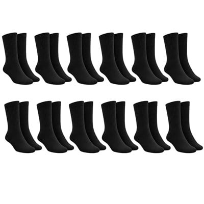 Unisex Siyah Soket Çorap 12li Düz Basic Ribanalı Günlük Spor Esnek Rahat Uzun Çorap Konforlu Set