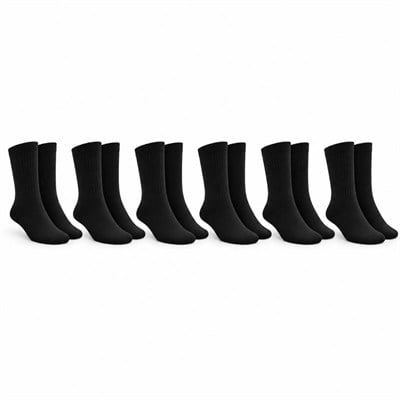 Unisex Siyah Soket Çorap 6lı Set Düz Basic Ribanalı Günlük Spor Esnek Rahat Uzun Çorap Konforlu Set