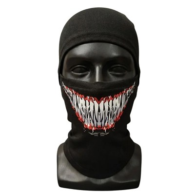 Unisex Tam Yüz Balaklava Diş Desenli Kışlık Maske Nefes Alan Esnek Kask Altı Boyunluk Yumuşak Viskoz