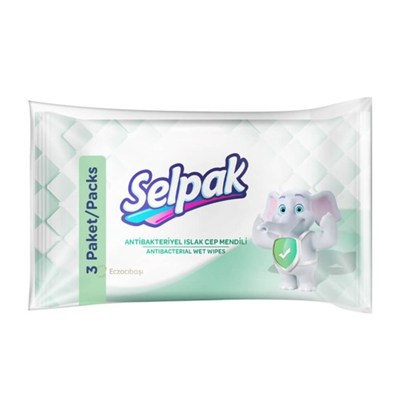 SELPAK ISLAK CEP MENDİLİ ANTİBAKTERİYEL 3 X 15 ADET