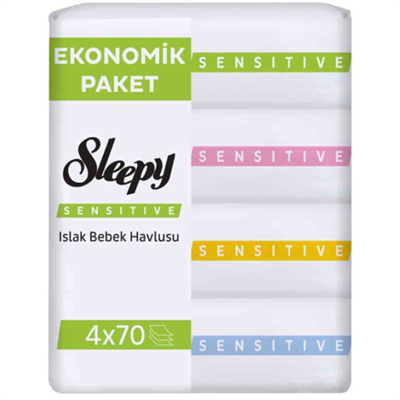 SLEEPY ISLAK HAVLU EKO PAKET 4 X 70 ADET