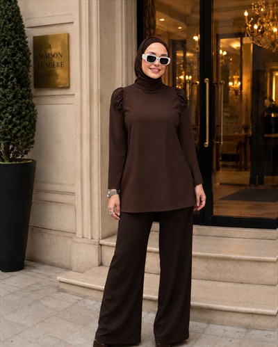 Acı kahve Sandy Fit Bluz