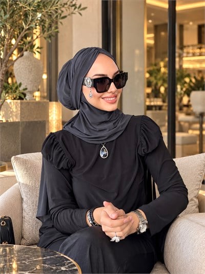 Antrasit Büzgülü Mutli Hijab