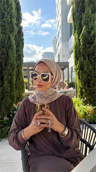 Bej Çıtçıtlı Hijab Şal