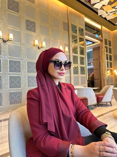 Bordo Elegant Önü Düz Boneşal