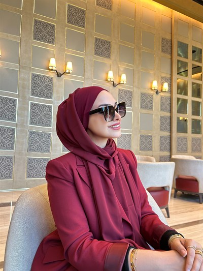 Bordo Elegant Önü Düz Boneşal