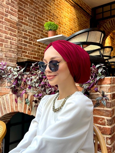 Bordo Salaş Büzgülü Bone