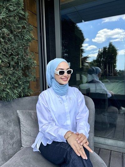 Buz Mavisi Salaş Bandanalı Bone