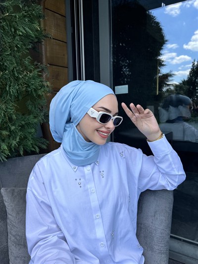 Buz Mavisi Salaş Bandanalı Bone