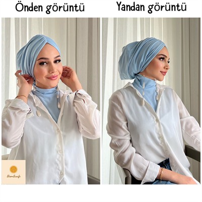 Buz Mavisi Salaş Büzgülü Bone