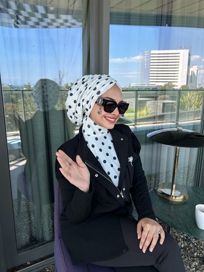 Ekru Puantiye Desen Salaş Bone