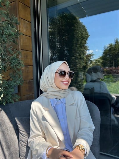 Fildişi Salaş Çıtçıtlı Eşarp