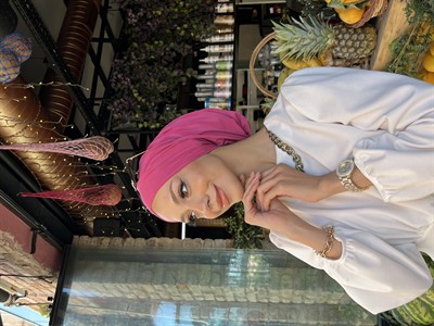 Fuşya Salaş Çapraz Bone