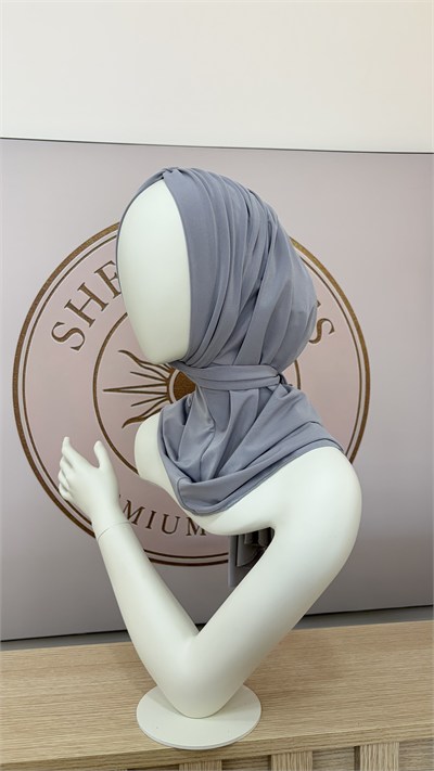Gri Büzgülü Multi Hijab