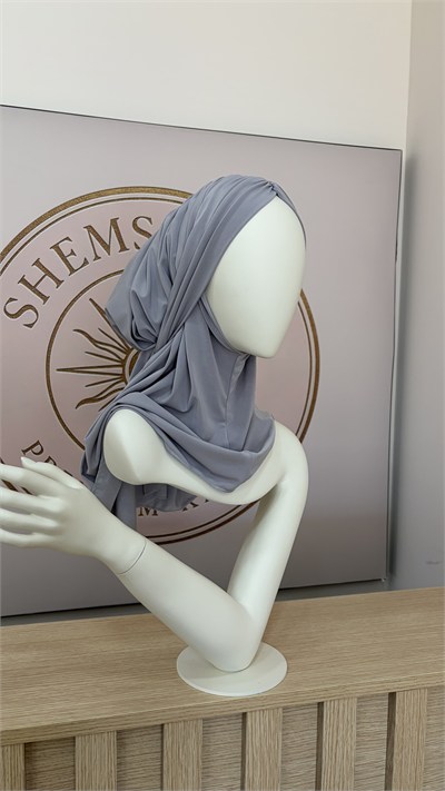 Gri Büzgülü Multi Hijab