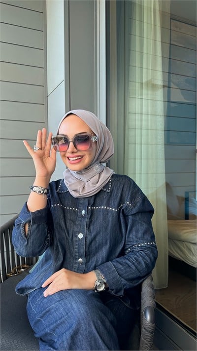 Gri Çıtçıtlı Hijab Şal