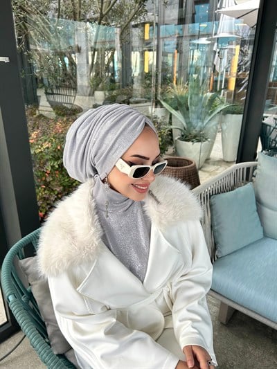 Gümüş Glitter Simli Bone 