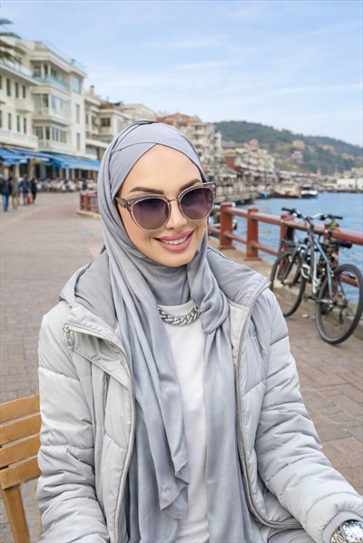 Gümüş Gri Penye Premium Boneşal