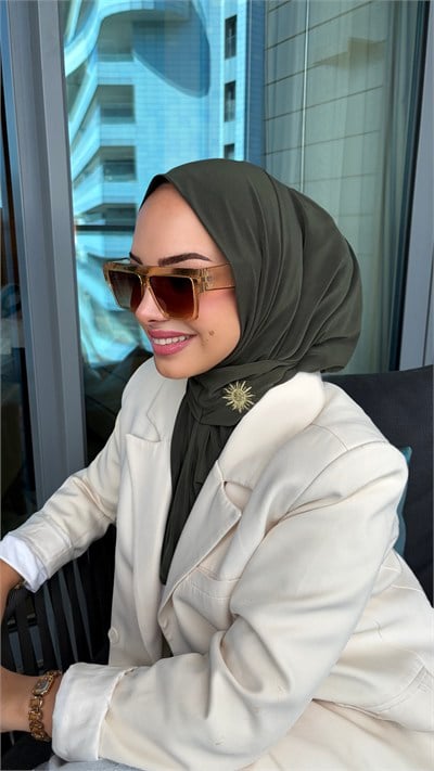 Haki Çıtçıtlı Hijab Şal