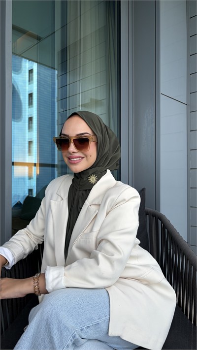 Haki Çıtçıtlı Hijab Şal