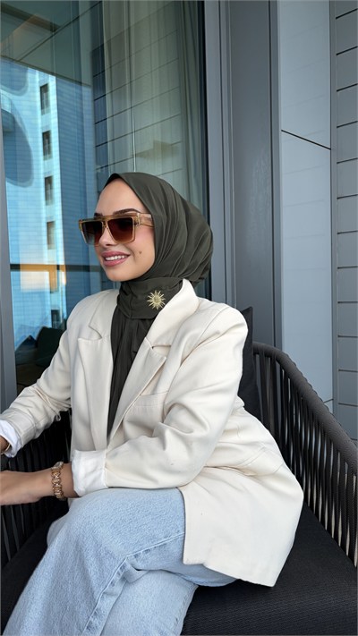 Haki Çıtçıtlı Hijab Şal