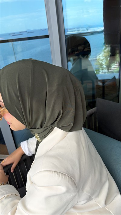 Haki Çıtçıtlı Hijab Şal