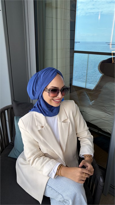 İndigo Büzgülü Multi Hijab