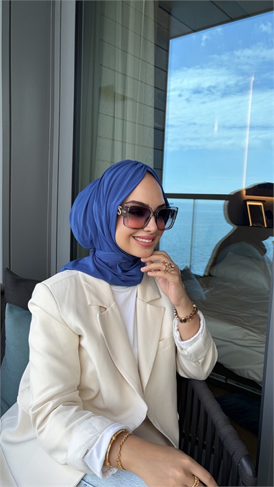 İndigo Büzgülü Multi Hijab