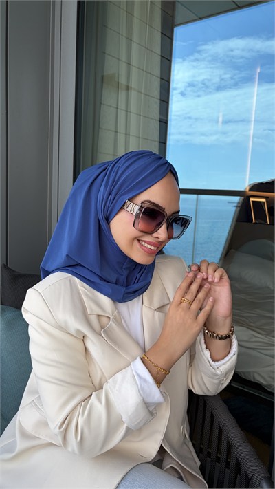 İndigo Büzgülü Multi Hijab