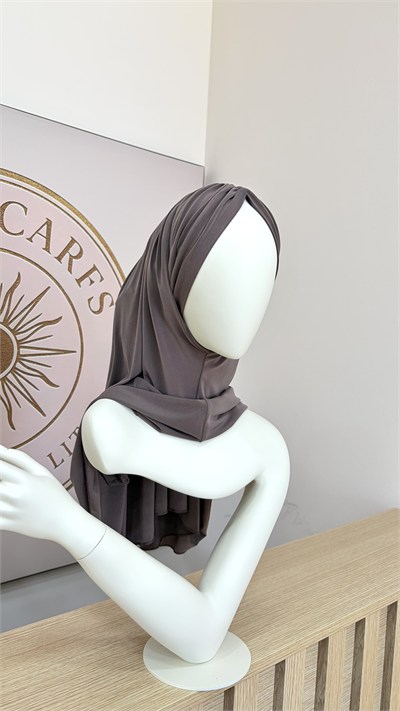 Koyu Vizon Büzgülü Multi Hijab