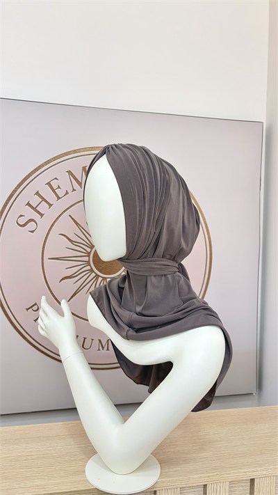 Koyu Vizon Büzgülü Multi Hijab